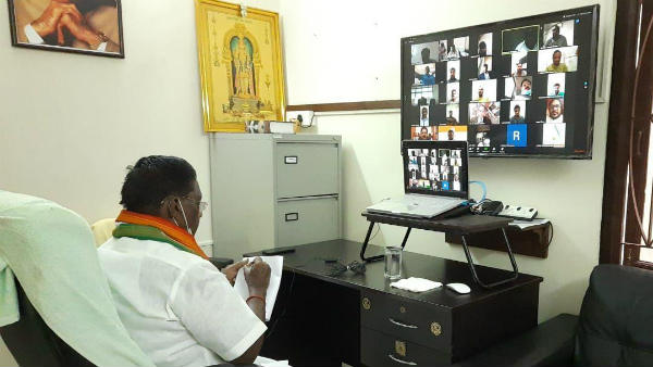 Puducherry state chief minister V.Narayanasamy press conference against finance minister 