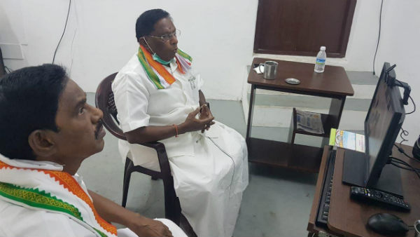 Puducherry state chief minister V.Narayanasamy press conference against finance minister 