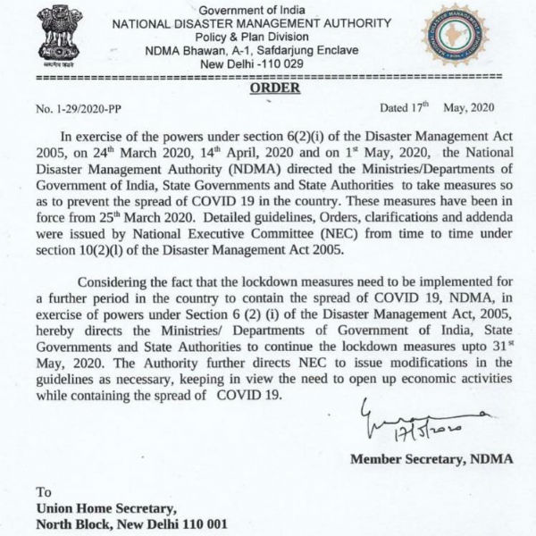 Pan India lockdown to be extended till May 31 