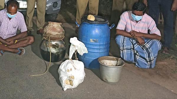 Police arrested two persons for illegal liquor making in Puducherry 
