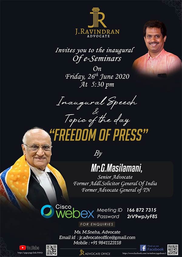 Senior advocate G.Masilamani insist freedom of press 