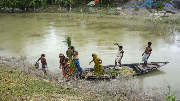 Assam flood : heavy rain affects normal life 