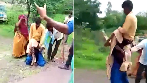 MP woman forced to carry husband on shoulders, video MP woman forced to carry husband on shoulders, video