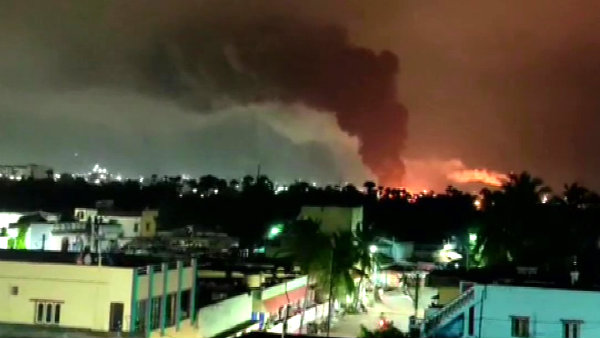 A massive fire engulfs chemical plant in Visakhapatnam 