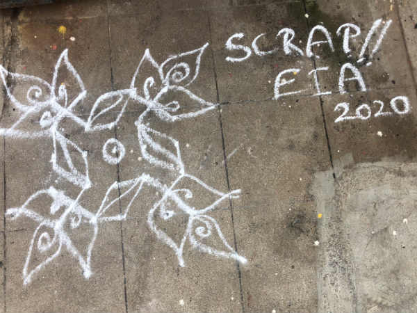 Kolam Protest against EIA 2020 draft in Tamilnadu 