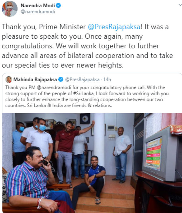 Srilanaka Elections: PM Modi Congratulates Mahinda Rajapaksa 