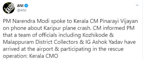 Political leaders conveys their prayers and condolences for kozhikode flight accident 