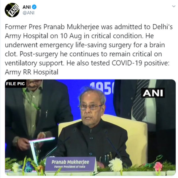 Pranab Mukherjees health condition is critical 