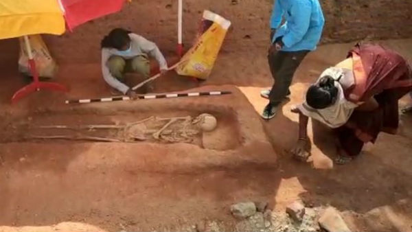 Skeleton remains of a human being were found at Kondagai excavation site in Tamil Nadu 
