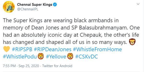 Why do Chennai Super Kings players wearing black bands? 