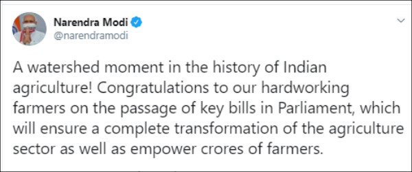 Prime Minister Narendra Modi congratulated all the farmers Prime Minister Narendra Modi congratulated all the farmers