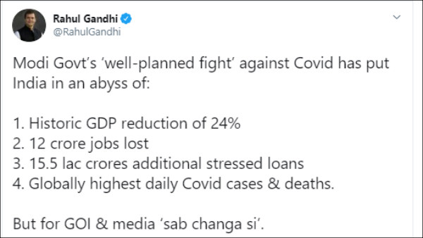 Modi Govt’s ‘well-planned fight’ against Covid has put India in an abyss of says Rahul Gandhi Modi Govt’s ‘well-planned fight’ against Covid has put India in an abyss of says Rahul Gandhi