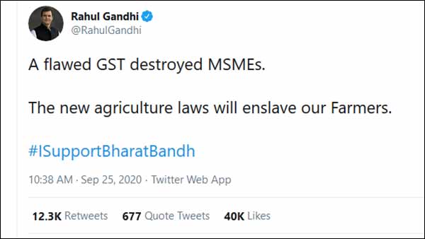 Agriculture laws will enslave our farmers: Rahul Gandhi 