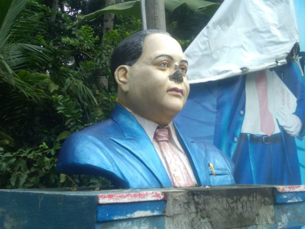 A statue of Dr BR Ambedkar vandalised by unknown miscreants in Andhra Pradesh 