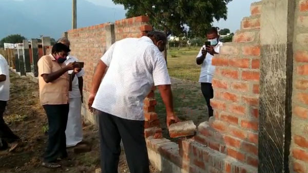 Non-standard built perimeter wall in Namakkal District Pavithram Govt School 