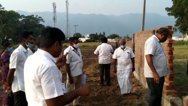 Non-standard built perimeter wall in Namakkal District Pavithram Govt School 