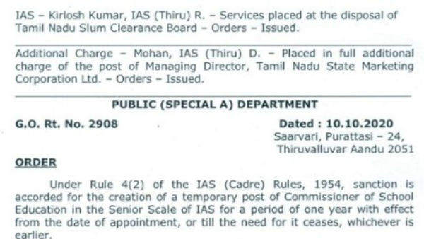 Tamil Nadu: IAS officers including Tasmac MD Mr. Kirlosh Kumar transferred 
