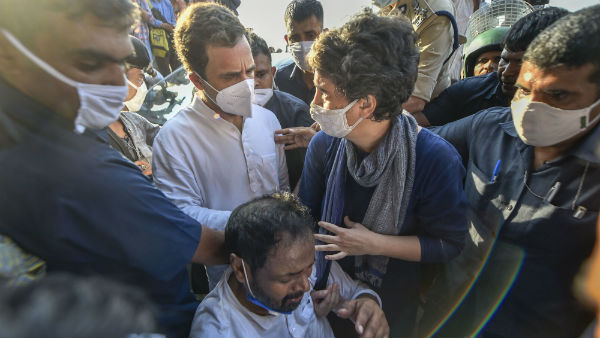 Priyanka Gandhi steps in to protect Congress party men from police Lathi charge