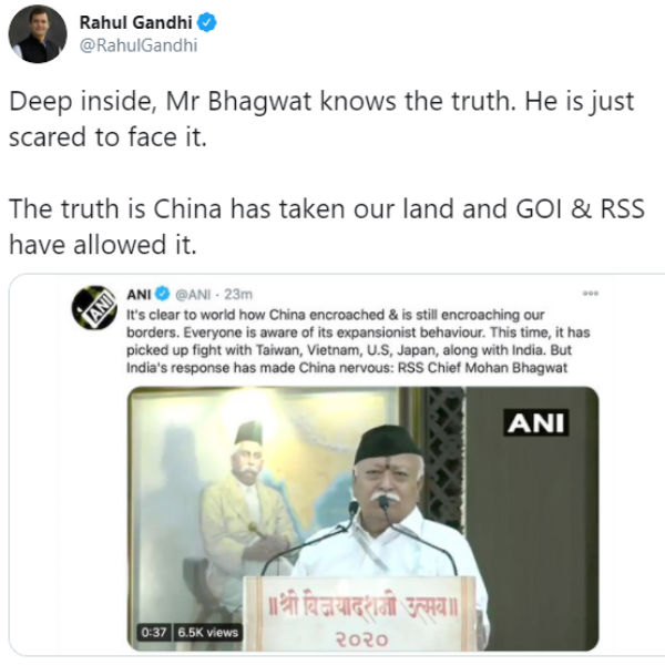 Centre, RSS allow to china to take our land: Rahul Gandhi 