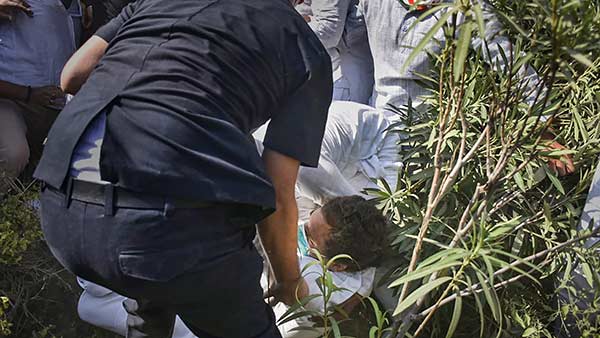 Rahul Gandhi was pushed to the ground security personnel didnt react 