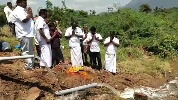 Veeranam panchayat president get water to lake by his own money Veeranam panchayat president get water to lake by his own money