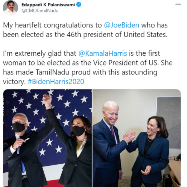 CM edappadi palanisamy and ramadoss heartfelt congratulations to Joe Biden and kamal harris 