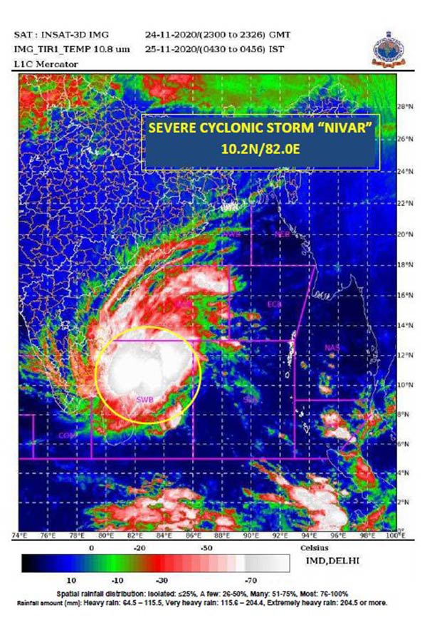 எந்த இடத்தில் நிவர்? 
