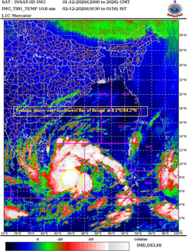 Cyclone Burevi to make Land Fall in Srilanka on today 