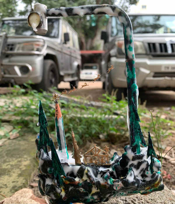 Mini Christmas sculpture designed in Coimbatore 