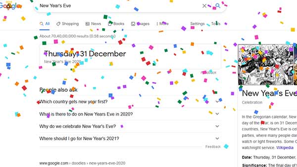 New Years Eve 2020: Google Doodle new year creatives 