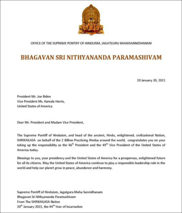 கைலாசாவுக்கு தனிக் கொடி 