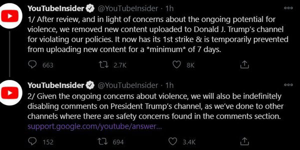 யூடியூப் சேனல் முடக்கம்