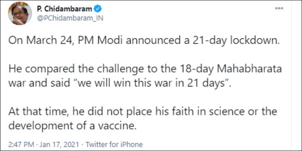Vaccine, Arnabgate.. P Chidambaram slams Centre with tweets Vaccine, Arnabgate.. P Chidambaram slams Centre with tweets
