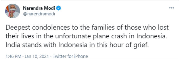 plane crash in Indonesia: pm modi said Deepest condolences to the families 