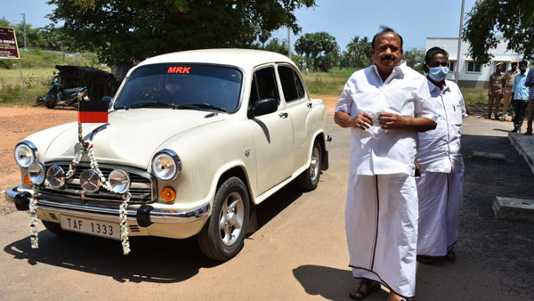 Mrk Panneerselvam who went in the ambassador car to file nomination 