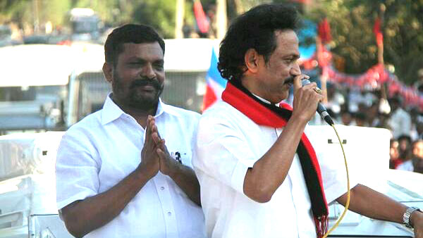BJP is trying to enter in Tamilnadu with ADMK and PMK slams VCK Chief Thirumavalavan in DMK Maanadu BJP is trying to enter in Tamilnadu with ADMK and PMK slams VCK Chief Thirumavalavan in DMK Maanadu