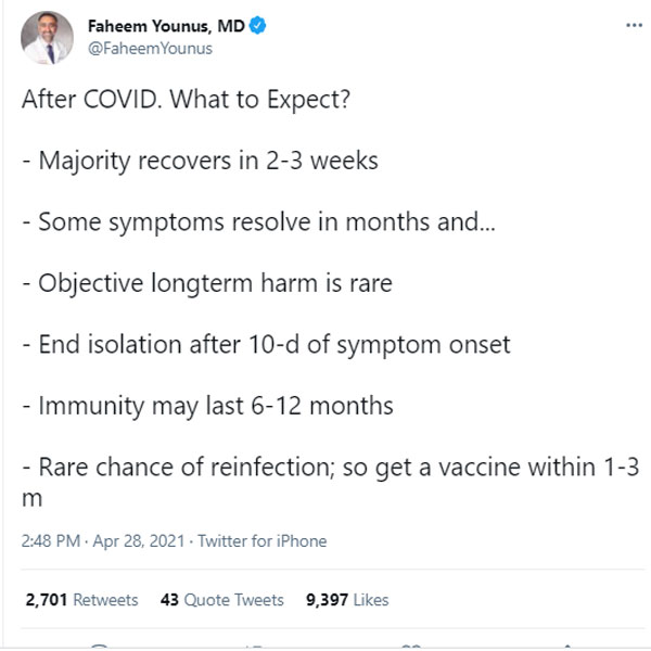 After COVID, What to Expect? - Majority recovers in 2-3 weeks 