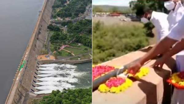 காவிரி நீருக்கு மலர் தூவிய முதல்வர் 