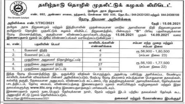 TIIC Invites Applications through online for Managers and Senior Officers Post 