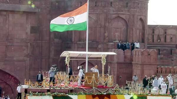 Tricolor Falg was hoisted by PM Narendra Modi ahead of 75 th Indepence day Tricolor Falg was hoisted by PM Narendra Modi ahead of 75 th Indepence day