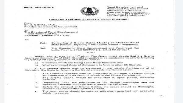 TN govt permits Grama Sabha meeting on Oct 2