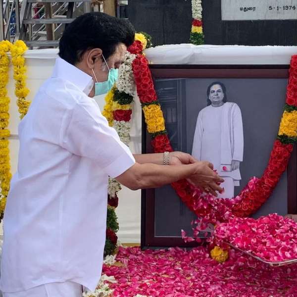  CM Stalin paid tribute to Devar Statue at Koripalayam 