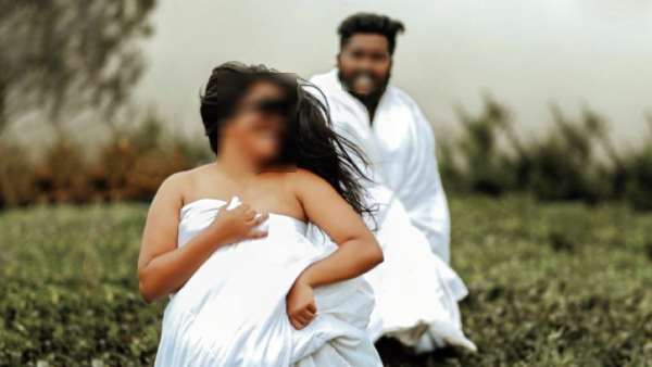 பெட்ஷீட் கட்டி ஓடும் தம்பதி 