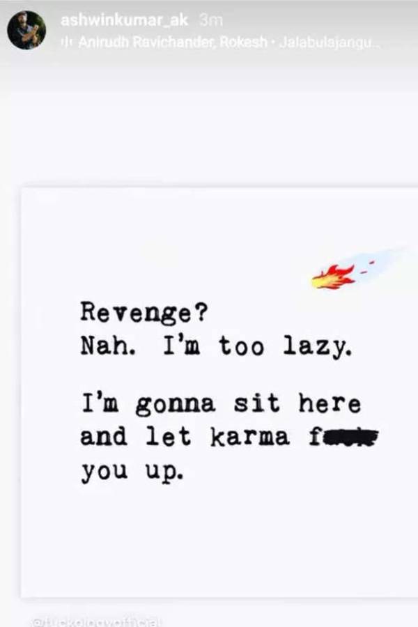 அஸ்வினின் புது போஸ்ட்