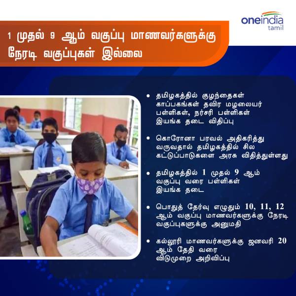 9ஆம் வகுப்பு வரை பள்ளிகள் இயங்க தடை 