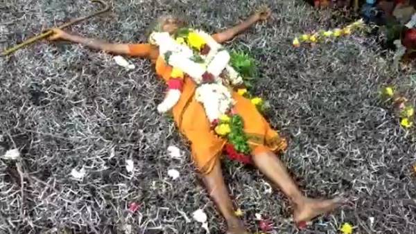 nagarani ammas dance on Pin bed in Sivaganga