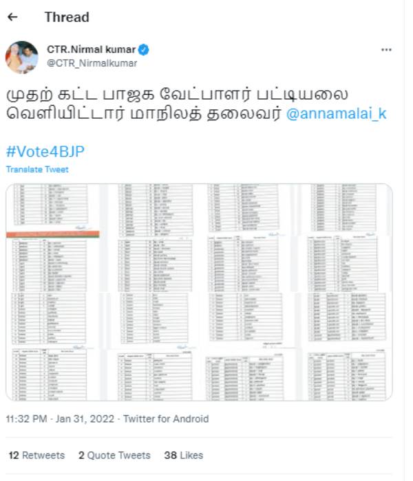 முதற்கட்ட வேட்பாளர் பட்டியல் 