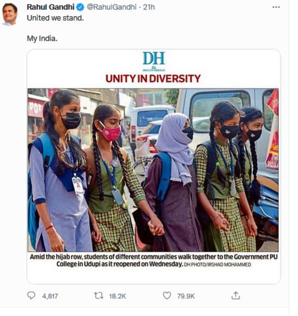 United we stand My India Rahul Gandhi post in Twitter page United we stand My India Rahul Gandhi post in Twitter page