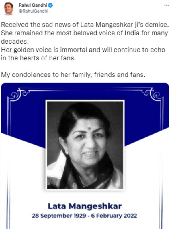 ராகுல் இரங்கல்