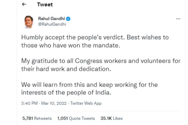 We will learn from this and working for the interests of the people - Rahul gandhi 